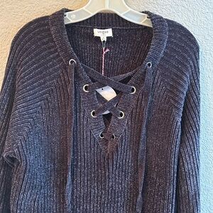 Chenille lace up sweater. Brand new!